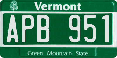 VT license plate APB951