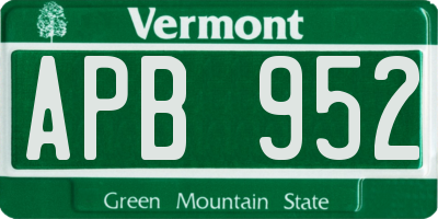 VT license plate APB952