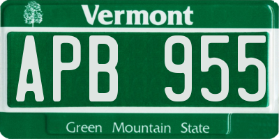 VT license plate APB955