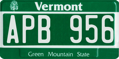VT license plate APB956