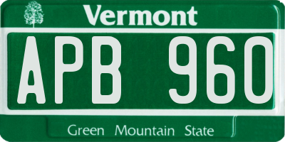 VT license plate APB960