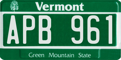 VT license plate APB961