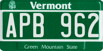 VT license plate APB962