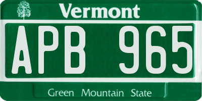 VT license plate APB965