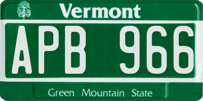 VT license plate APB966