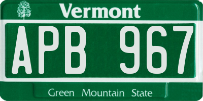 VT license plate APB967