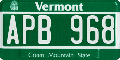 VT license plate APB968
