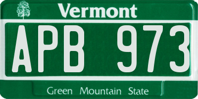 VT license plate APB973