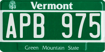VT license plate APB975