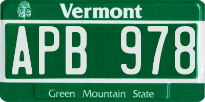 VT license plate APB978