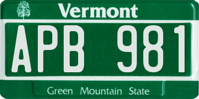 VT license plate APB981