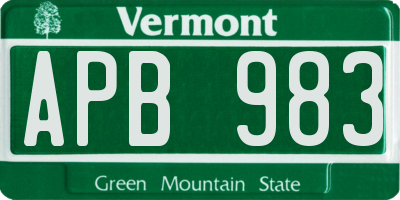 VT license plate APB983
