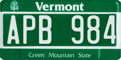 VT license plate APB984