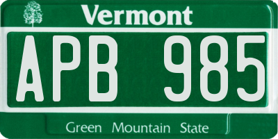 VT license plate APB985