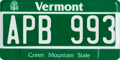 VT license plate APB993