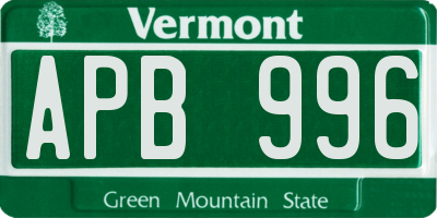 VT license plate APB996