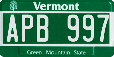 VT license plate APB997