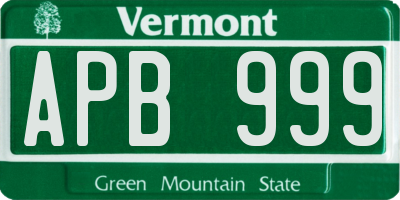 VT license plate APB999