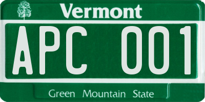 VT license plate APC001