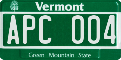 VT license plate APC004