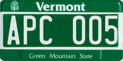 VT license plate APC005