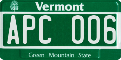 VT license plate APC006