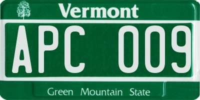 VT license plate APC009