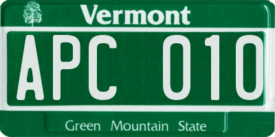 VT license plate APC010