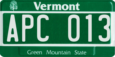 VT license plate APC013