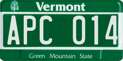 VT license plate APC014