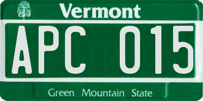 VT license plate APC015
