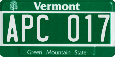 VT license plate APC017