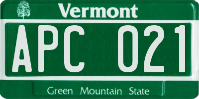 VT license plate APC021