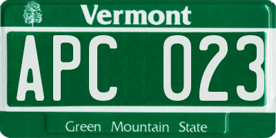 VT license plate APC023