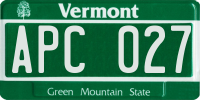 VT license plate APC027