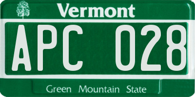 VT license plate APC028