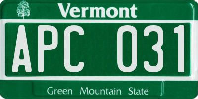 VT license plate APC031