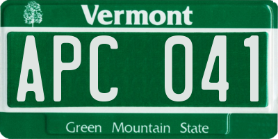 VT license plate APC041
