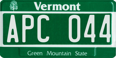 VT license plate APC044