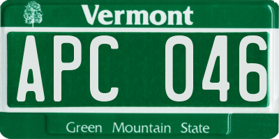 VT license plate APC046