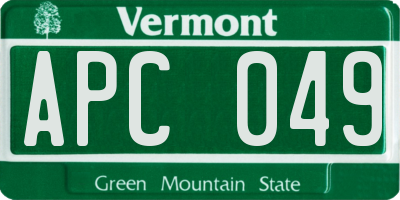 VT license plate APC049