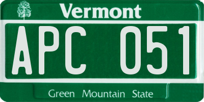 VT license plate APC051