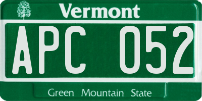 VT license plate APC052
