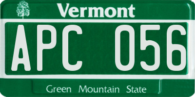 VT license plate APC056