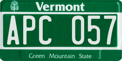 VT license plate APC057