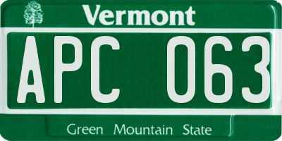 VT license plate APC063