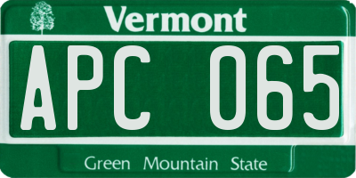 VT license plate APC065