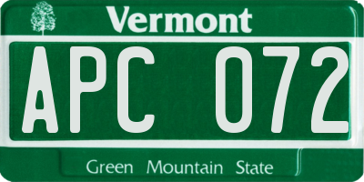 VT license plate APC072