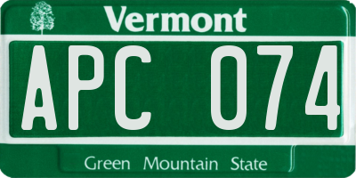 VT license plate APC074