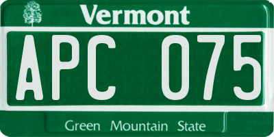 VT license plate APC075
